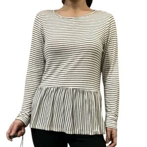 Live in the Moment Striped Long sleeve tee White & Black Size L